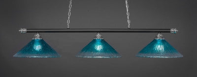  Oxford 3 Light Bar In Matte Black Finish With 16" Teal Crystal Glass (373-CHMB-715) - lights