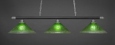  Oxford 3 Light Bar In Matte Black Finish With 16" Kiwi Green Crystal Glass (373-CHMB-717) - lights