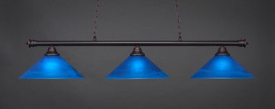  Oxford 3 Light Bar In Dark Granite Finish With 16" Blue Italian Glass (373-DG-415) - lights