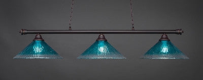  Oxford 3 Light Bar In Dark Granite Finish With 16" Teal Crystal Glass (373-DG-715) - lights