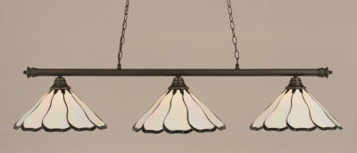  Oxford 3 Light Bar In Dark Granite Finish With 16" Pearl & Black Flair Tiffany Glass (373-DG-912) - lights