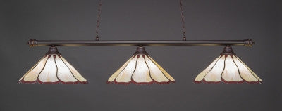  Oxford 3 Light Bar In Dark Granite Finish With 16" Honey & Burgundy Flair Tiffany Glass (373-DG-916) - lights