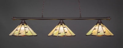  Oxford 3 Light Bar In Dark Granite Finish With 16" Autumn Leaves Tiffany Glass (373-DG-926) - lights