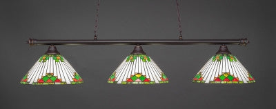  Oxford 3 Light Bar In Dark Granite Finish With 15" Green Sunray Tiffany Glass (373-DG-937) - lights