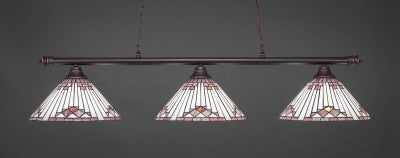  Oxford 3 Light Bar In Dark Granite Finish With 15" Purple Sunray Tiffany Glass (373-DG-938) - lights
