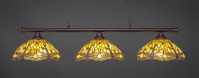  Oxford 3 Light Bar In Dark Granite Finish With 16" Amber Dragonfly Tiffany Glass (373-DG-946) - lights