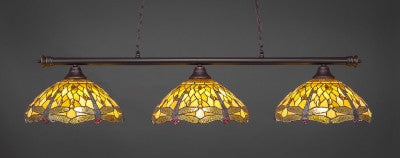  Oxford 3 Light Bar In Dark Granite Finish With 16" Amber Dragonfly Tiffany Glass (373-DG-946) - lights