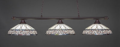  Oxford 3 Light Bar In Dark Granite Finish With 16" Royal Merlot Tiffany Glass (373-DG-948) - lights