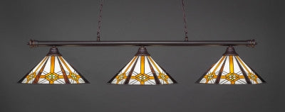  Oxford 3 Light Bar In Dark Granite Finish With 16" Hampton Tiffany Glass (373-DG-961) - lights