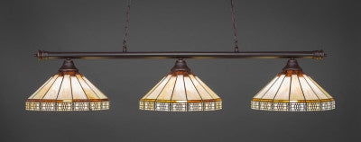  Oxford 3 Light Bar In Dark Granite Finish With 15" Honey & Brown Mission Tiffany Glass (373-DG-964) - lights