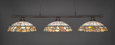  Oxford 3 Light Bar In Dark Granite Finish With 16" Cobblestone Tiffany Glass (373-DG-973) - lights