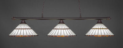  Oxford 3 Light Bar In Dark Granite Finish With 15.5" Honey Glass & Amber Brown Jewels Tiffany Glass (373-DG-974) - lights