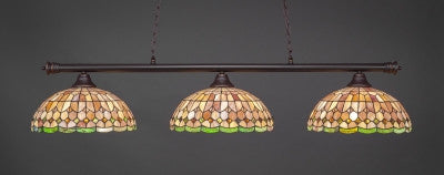  Oxford 3 Light Bar In Dark Granite Finish With 15" Rosetta Tiffany Glass (373-DG-988) - lights