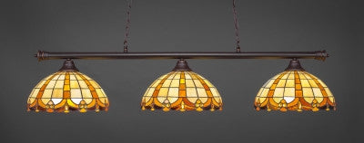  Oxford 3 Light Bar In Dark Granite Finish With 14.5" Butterscotch Tiffany Glass (373-DG-989) - lights