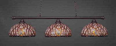  Oxford 3 Light Bar In Dark Granite Finish With 15" Persian Nites Tiffany Glass (373-DG-991) - lights