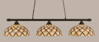  Oxford 3 Light Bar In Dark Granite Finish With 16" Honey & Brown Scallop Tiffany Glass (373-DG-993) - lights