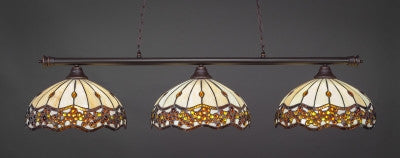  Oxford 3 Light Bar In Dark Granite Finish With 16" Roman Jewel Tiffany Glass (373-DG-997) - lights