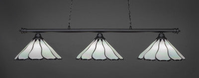 Oxford 3 Light Bar In Matte Black Finish With 16" Pearl & Black Flair Tiffany Glass (373-MB-912) - lights