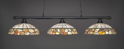  Oxford 3 Light Bar In Matte Black Finish With 16" Cobblestone Tiffany Glass (373-MB-973) - lights