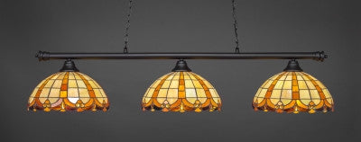  Oxford 3 Light Bar In Matte Black Finish With 14.5" Butterscotch Tiffany Glass (373-MB-989) - lights