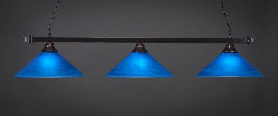  Square 3 Light Bar In Black Copper Finish With 16" Blue Italian Glass (803-BC-415) - lights