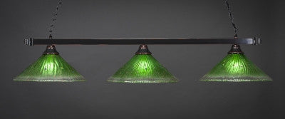  Square 3 Light Bar In Black Copper Finish With 16" Kiwi Green Crystal Glass (803-BC-717) - lights