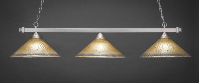  Square 3 Light Bar In Brushed Nickel Finish With 16" Amber Crystal Glass (803-BN-710) - lights