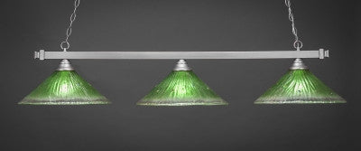  Square 3 Light Bar In Brushed Nickel Finish With 16" Kiwi Green Crystal Glass (803-BN-717) - lights