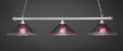  Square 3 Light Bar In Brushed Nickel Finish With 16" Wine Crystal Glass (803-BN-787) - lights