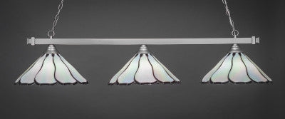  Square 3 Light Bar In Brushed Nickel Finish With 16" Pearl & Black Flair Tiffany Glass (803-BN-912) - lights