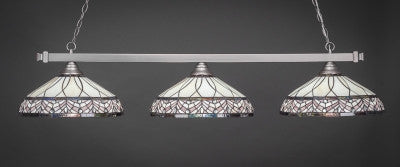 Square 3 Light Bar In Brushed Nickel Finish With 16" Royal Merlot Tiffany Glass (803-BN-948) - lights