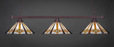  Square 3 Light Bar In Bronze Finish With 16" Hampton Tiffany Glass (803-BRZ-961) - lights