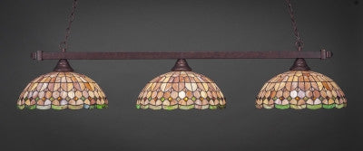  Square 3 Light Bar In Bronze Finish With 15" Rosetta Tiffany Glass (803-BRZ-988) - lights