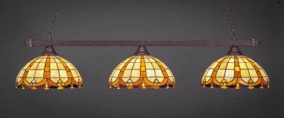  Square 3 Light Bar In Bronze Finish With 14.5" Butterscotch Tiffany Glass (803-BRZ-989) - lights