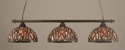  Square 3 Light Bar In Bronze Finish With 15" Persian Nite Tiffany Glass (803-BRZ-991) - lights