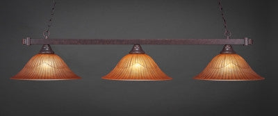  Square 3 Light Bar In Dark Granite Finish With 16" Tiger Glass (803-DG-58619) - lights
