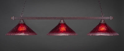  Square 3 Light Bar In Dark Granite Finish With 16" Raspberry Crystal Glass (803-DG-716) - lights