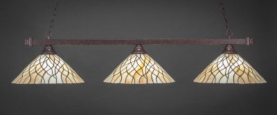  Square 3 Light Bar In Dark Granite Finish With 16" Sandhill Tiffany Glass (803-DG-911) - lights