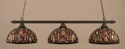  Square 3 Light Bar In Dark Granite Finish With 15" Persian Nite Tiffany Glass (803-DG-991) - lights