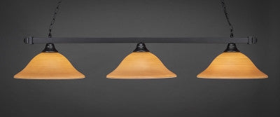  Square 3 Light Bar In Matte Black Finish With 16" Cayenne Linen Glass (803-MB-622) - lights