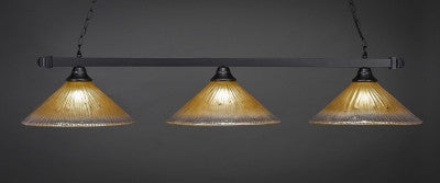  Square 3 Light Bar In Matte Black Finish With 16" Amber Crystal Glass (803-MB-710) - lights