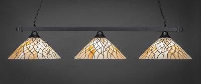  Square 3 Light Bar In Matte Black Finish With 16" Sandhill Tiffany Glass (803-MB-911) - lights