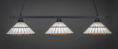  Square 3 Light Bar In Matte Black Finish With 15.5" Honey Glass & Amber Brown Jewels Tiffany Glass (803-MB-974) - lights