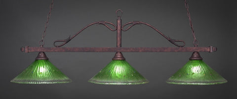  Scroll 3 Light Bar In Bronze Finish With 16" Kiwi Green Crystal Glass - lights