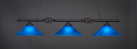  Eleganté 3 Light Bar In Dark Granite Finish With 16" Blue Italian Glass (863-DG-415) - lights