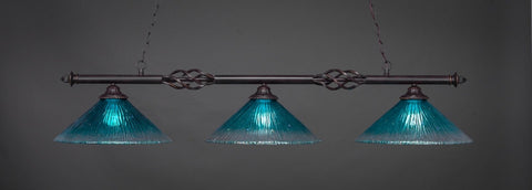  Eleganté 3 Light Bar In Dark Granite Finish With 16" Teal Crystal Glass (863-DG-715) - lights