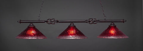  Eleganté 3 Light Bar In Dark Granite Finish With 16" Raspberry Crystal Glass (863-DG-716) - lights