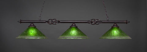 Eleganté 3 Light Bar In Dark Granite Finish With 16" Kiwi Green Crystal Glass (863-DG-717) - lights