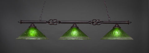  Eleganté 3 Light Bar In Dark Granite Finish With 16" Kiwi Green Crystal Glass (863-DG-717) - lights