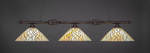  Eleganté 3 Light Bar In Dark Granite Finish With 16" Sandhill Tiffany Glass (863-DG-911) - lights